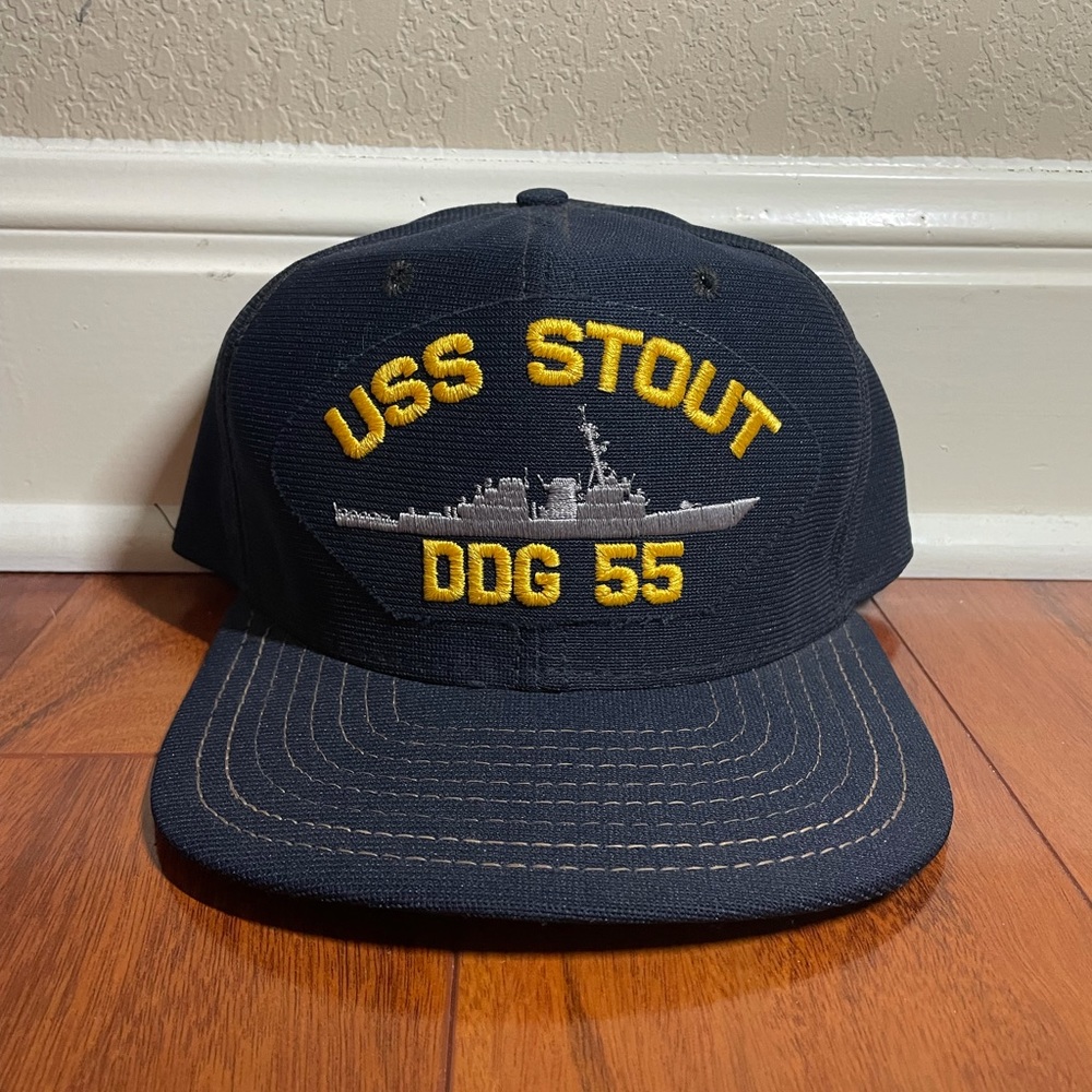 USS Stout DDG 55 Adjustable Snap-Back New Era Cap, Med/Lg, Very Good Condition